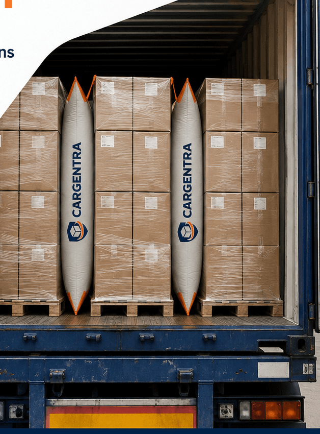 Container hàng hóa được cố định bằng túi khí chèn hàng CARGENTRA