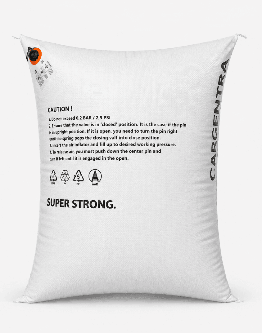 Túi khí chèn hàng PP Woven CARGENTRA, lớp vỏ ngoài polypropylene dệt màu trắng